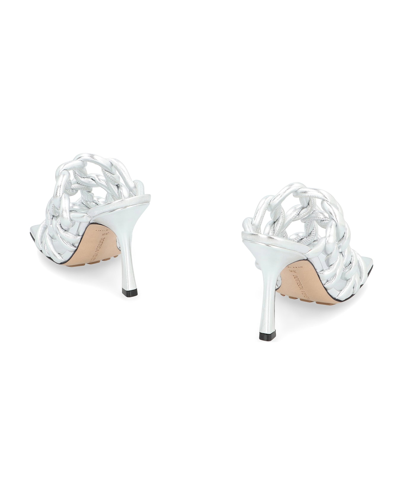 Bottega Veneta Leather Stretch Sandal - silver