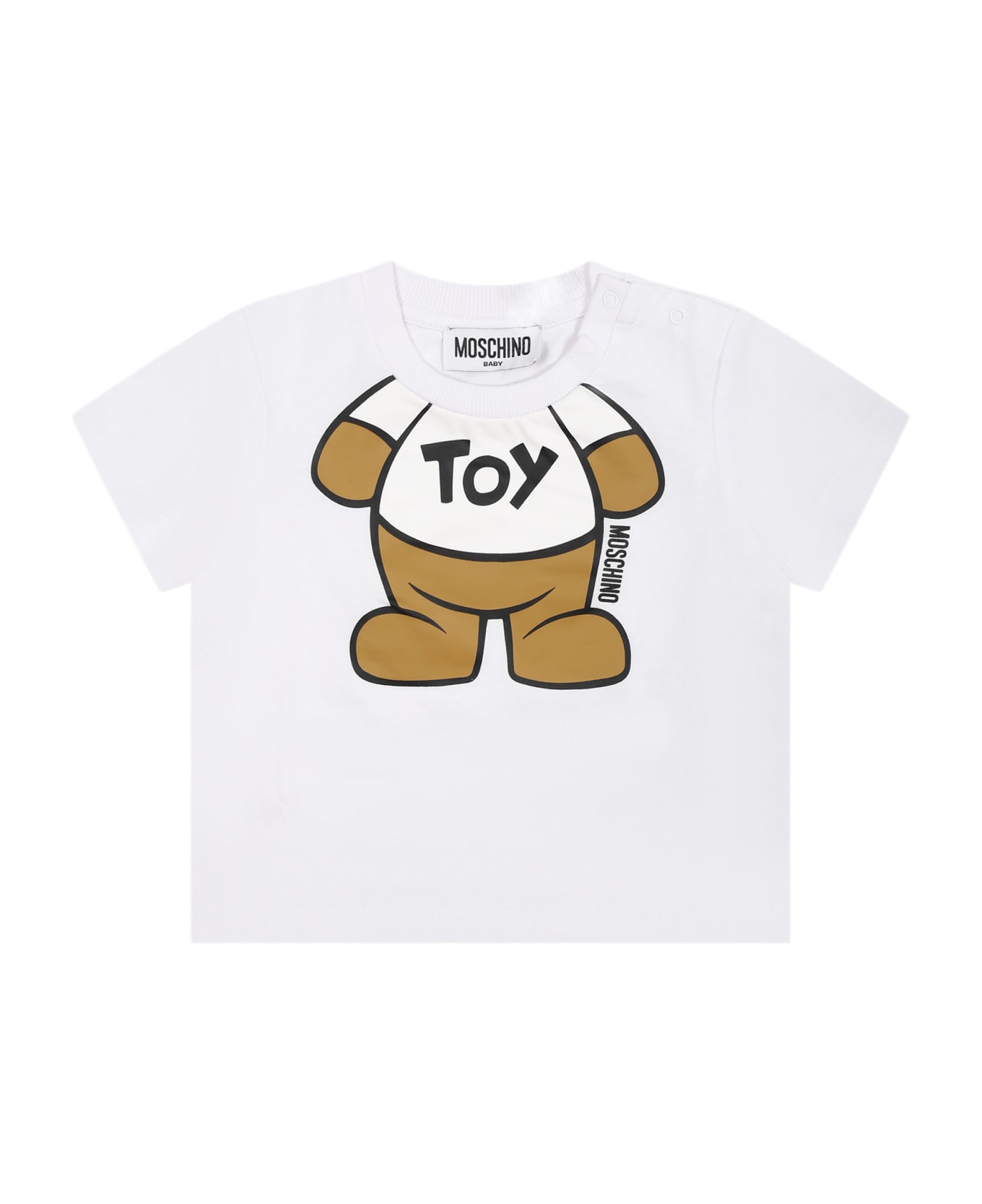 Moschino White T-shirt For Babies With Teddy Bear - White