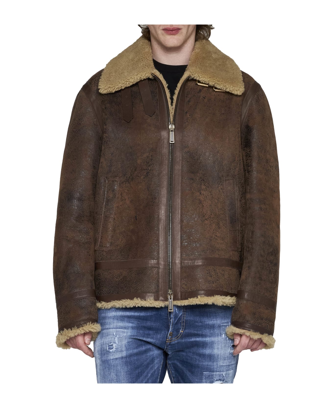 Dsquared2 Shearling Jacket - Brown stone
