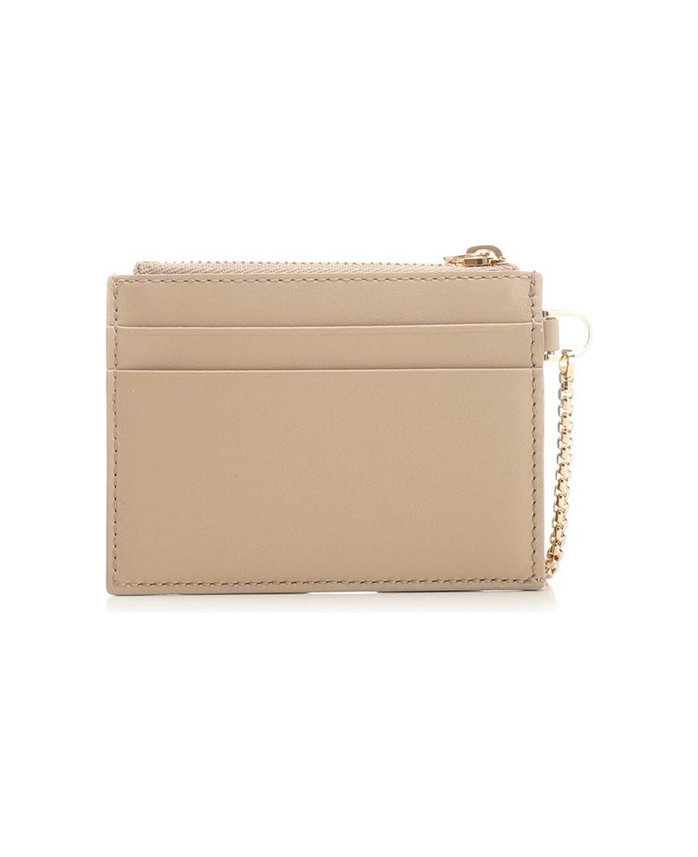 Ferragamo Logo Printed Zipped Cardholder - Beige