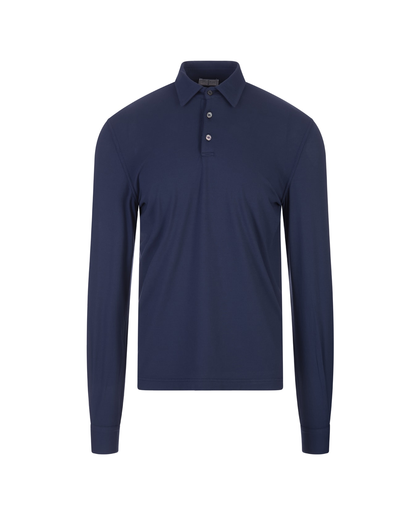 Fedeli Dark Blue Long Sleeve Polo Shirt - Blue