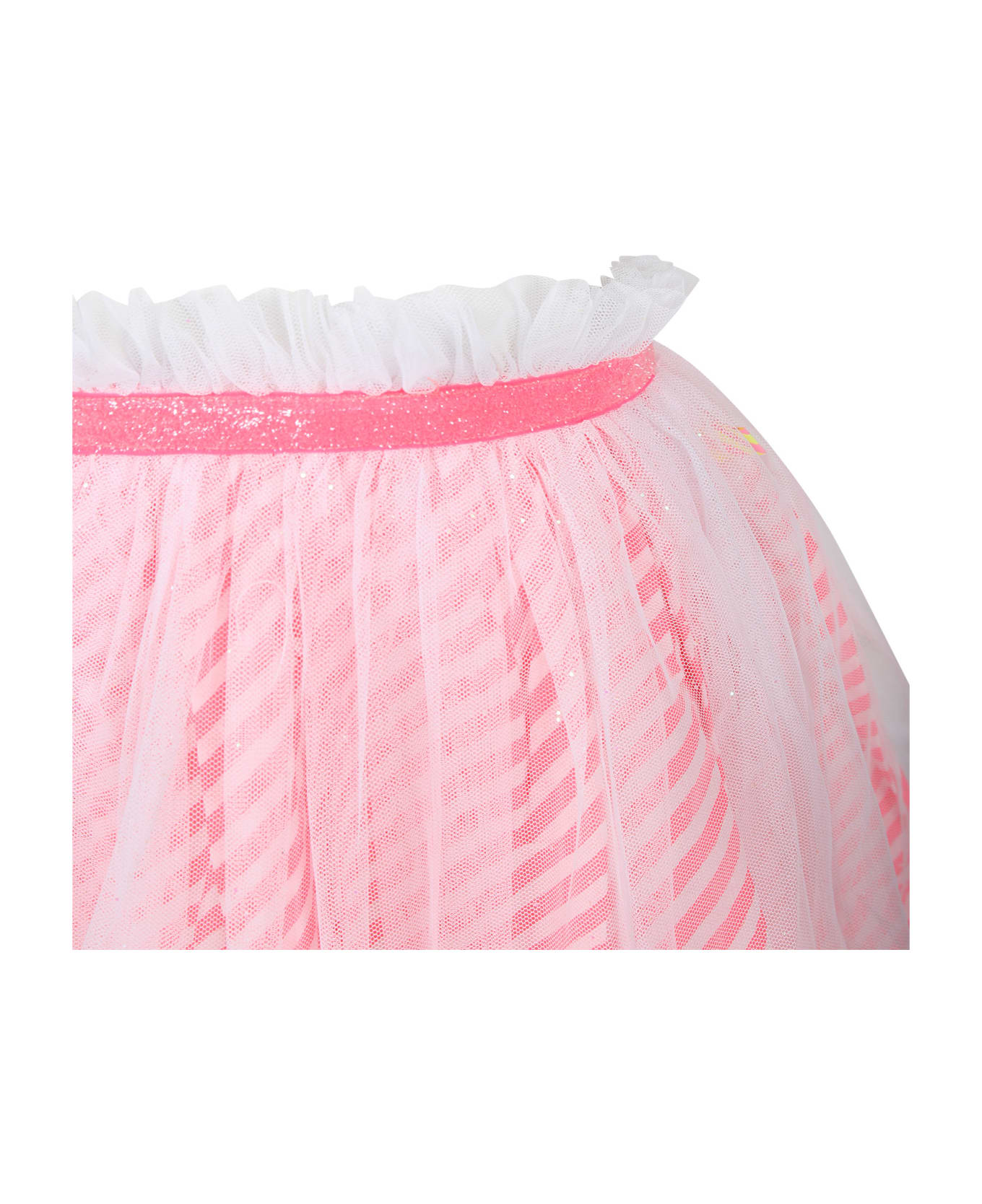 Billieblush White Skirt For Girl With Pattern - Pink ボトムス