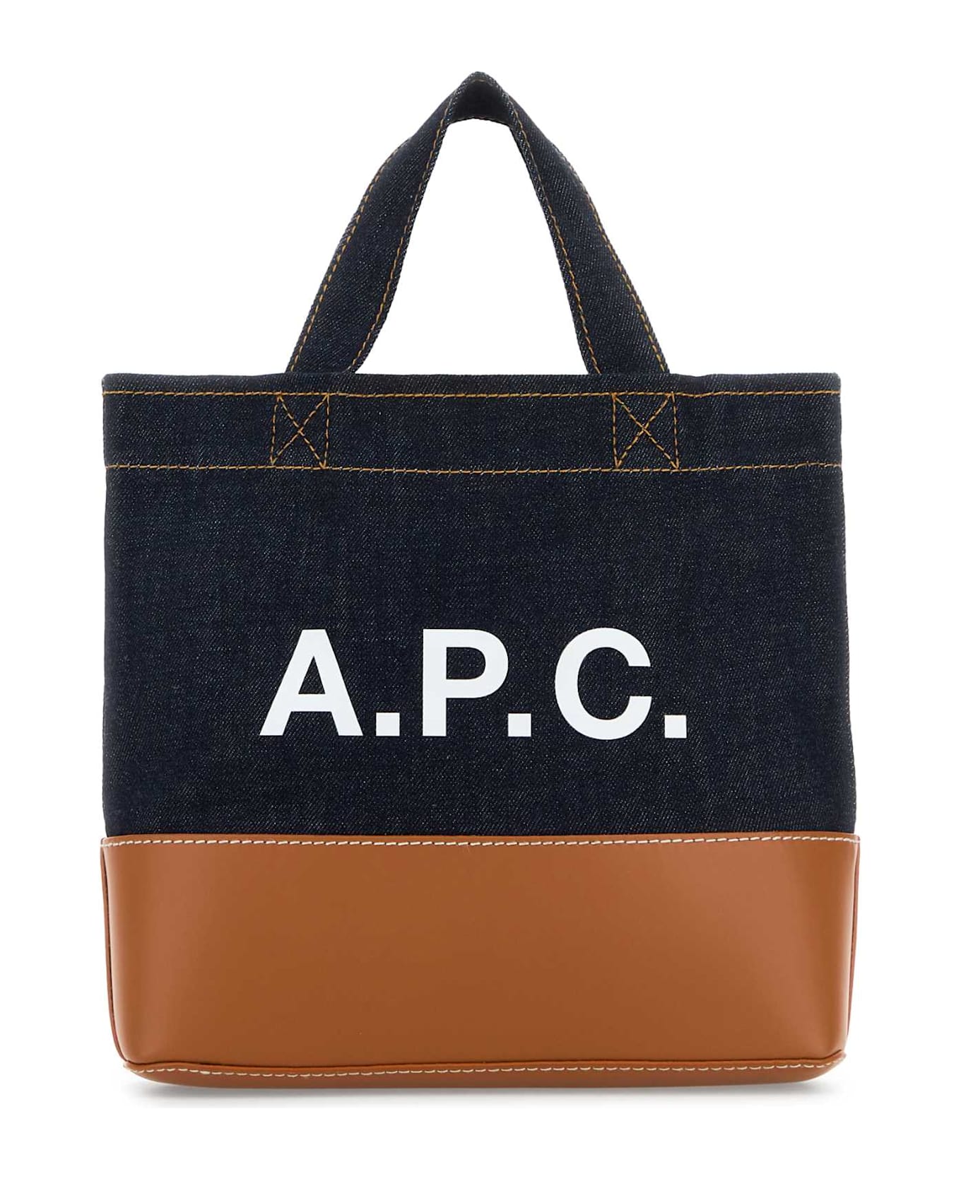 A.P.C. Denim Mini Axel Shopping Bag - CARAMEL
