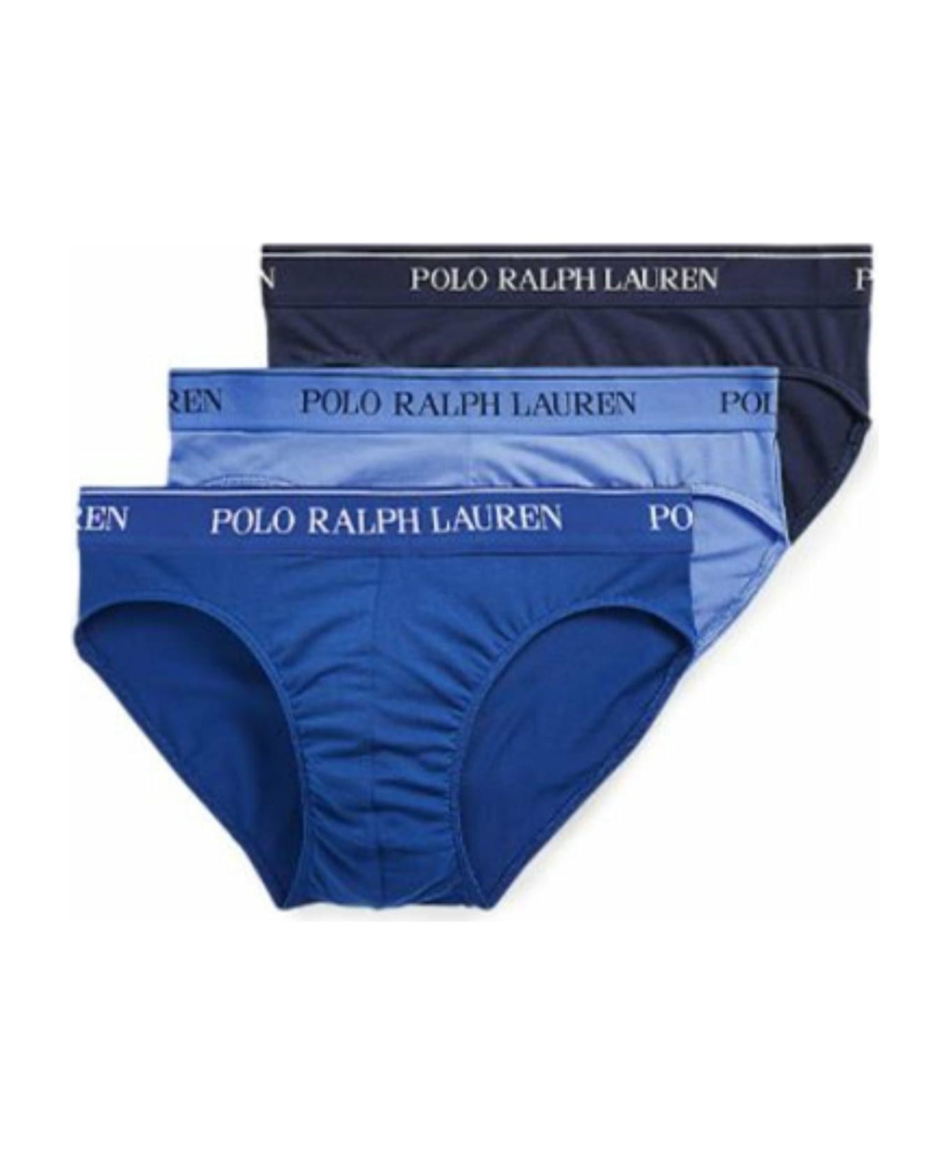 Polo Ralph Lauren Logo Band Three-pack Briefs - CR NVY/SAPH STAR/BRMDA BLU