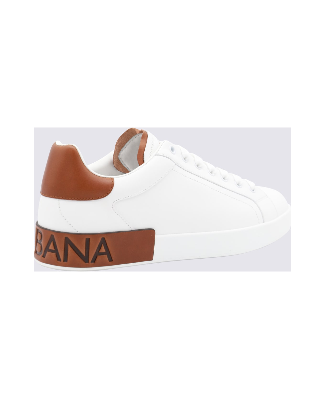 Dolce & Gabbana White And Brown Leather Sneakers - White