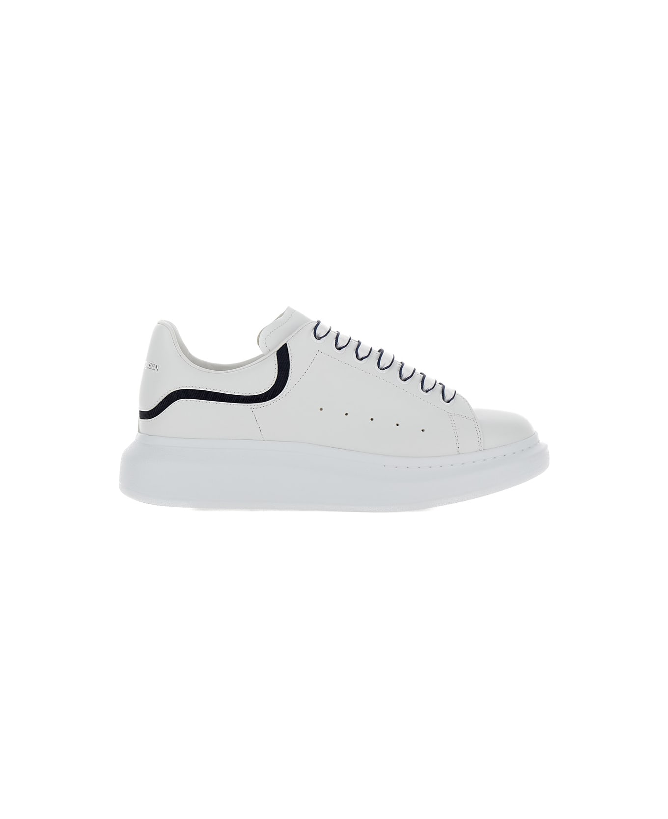 Alexander McQueen White Leather Sneakers With White Leather Heel - 9095