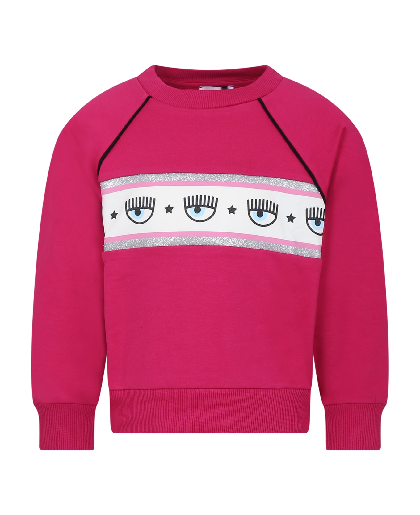 Chiara Ferragni Sweatshirt For Girl With Flirting Eyes - Fuchsia Red