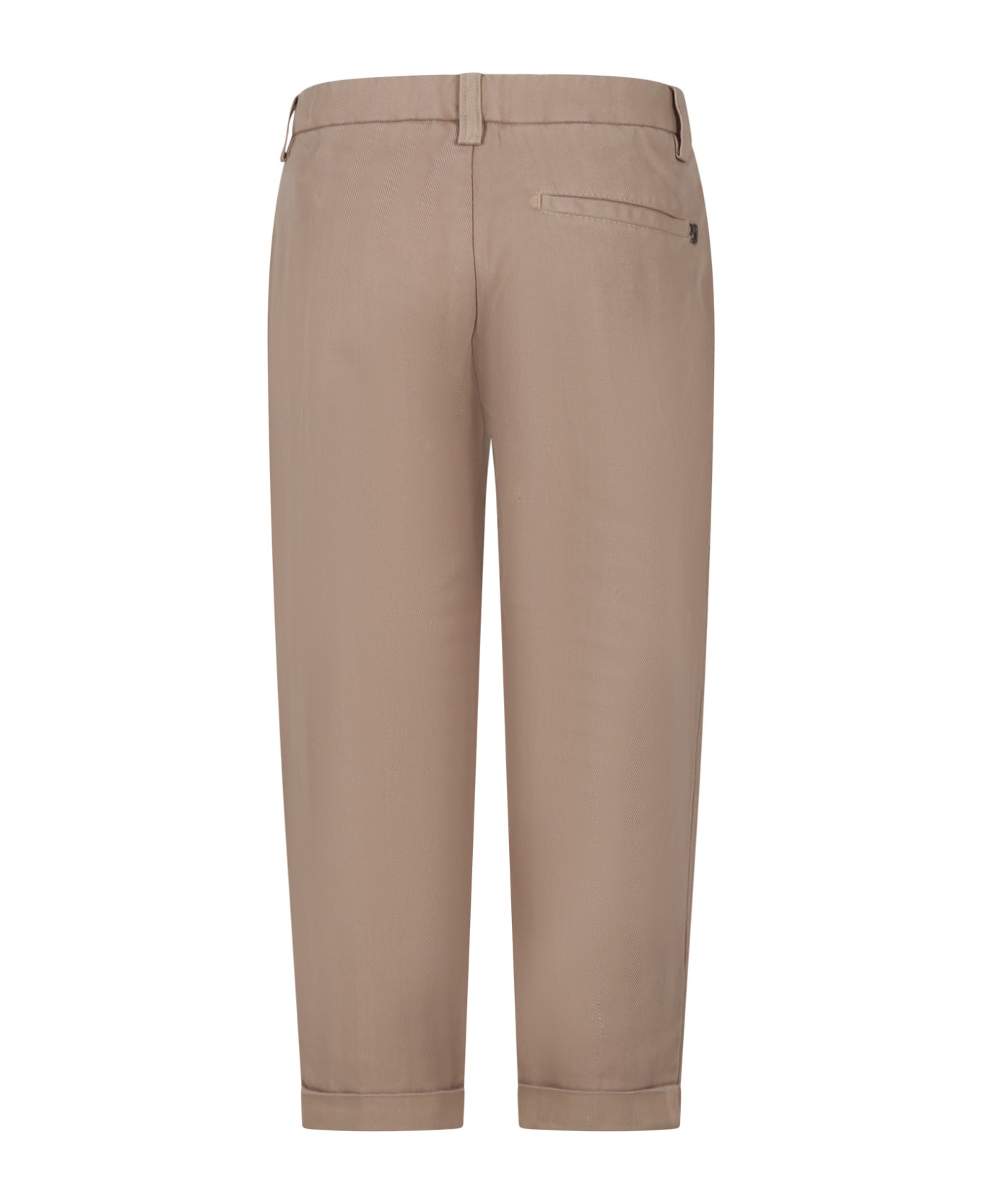 Dondup Beige Trousers For Boy With Logo - Brown ボトムス