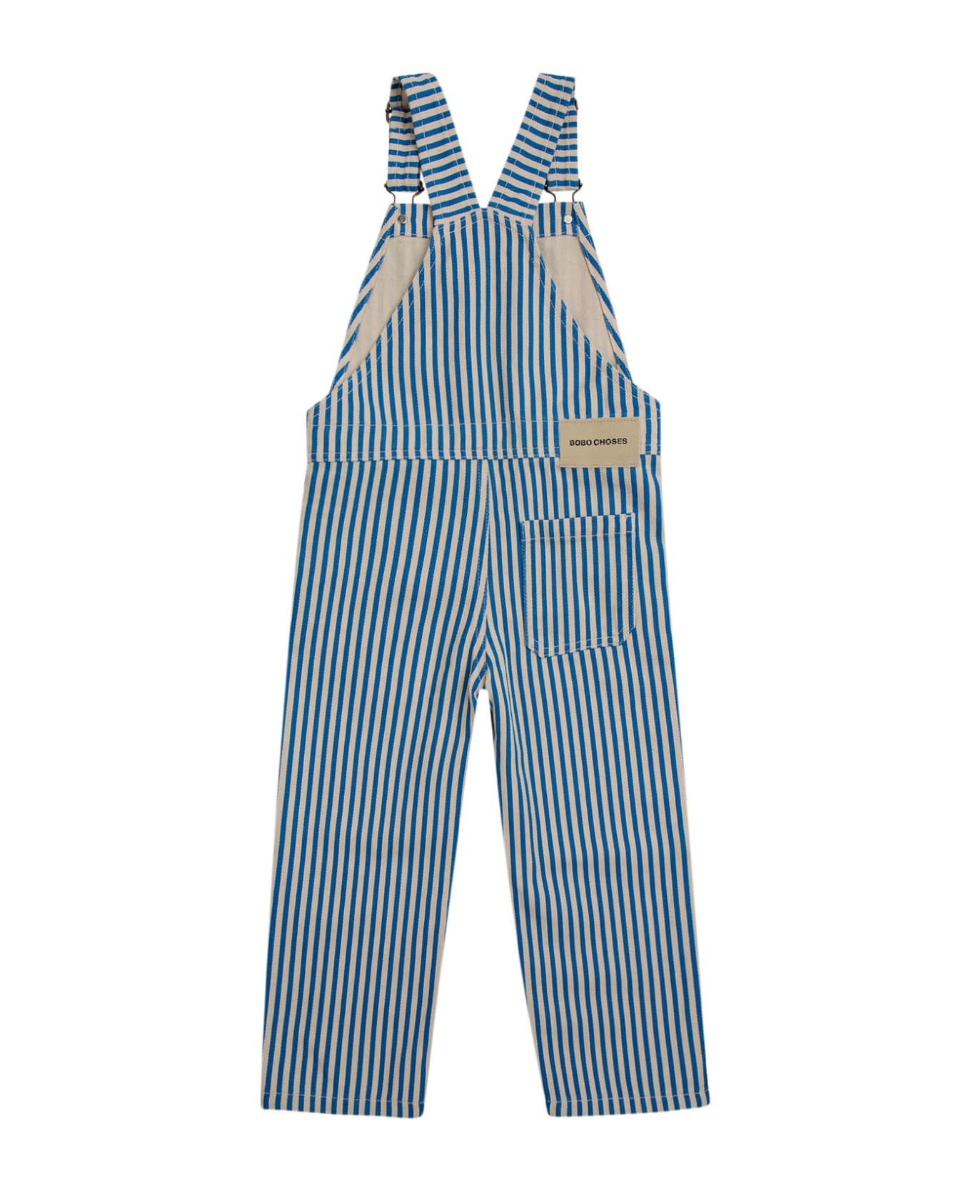 Bobo Choses Blue Dungarees For Boy With Stripes And Logo - Blue