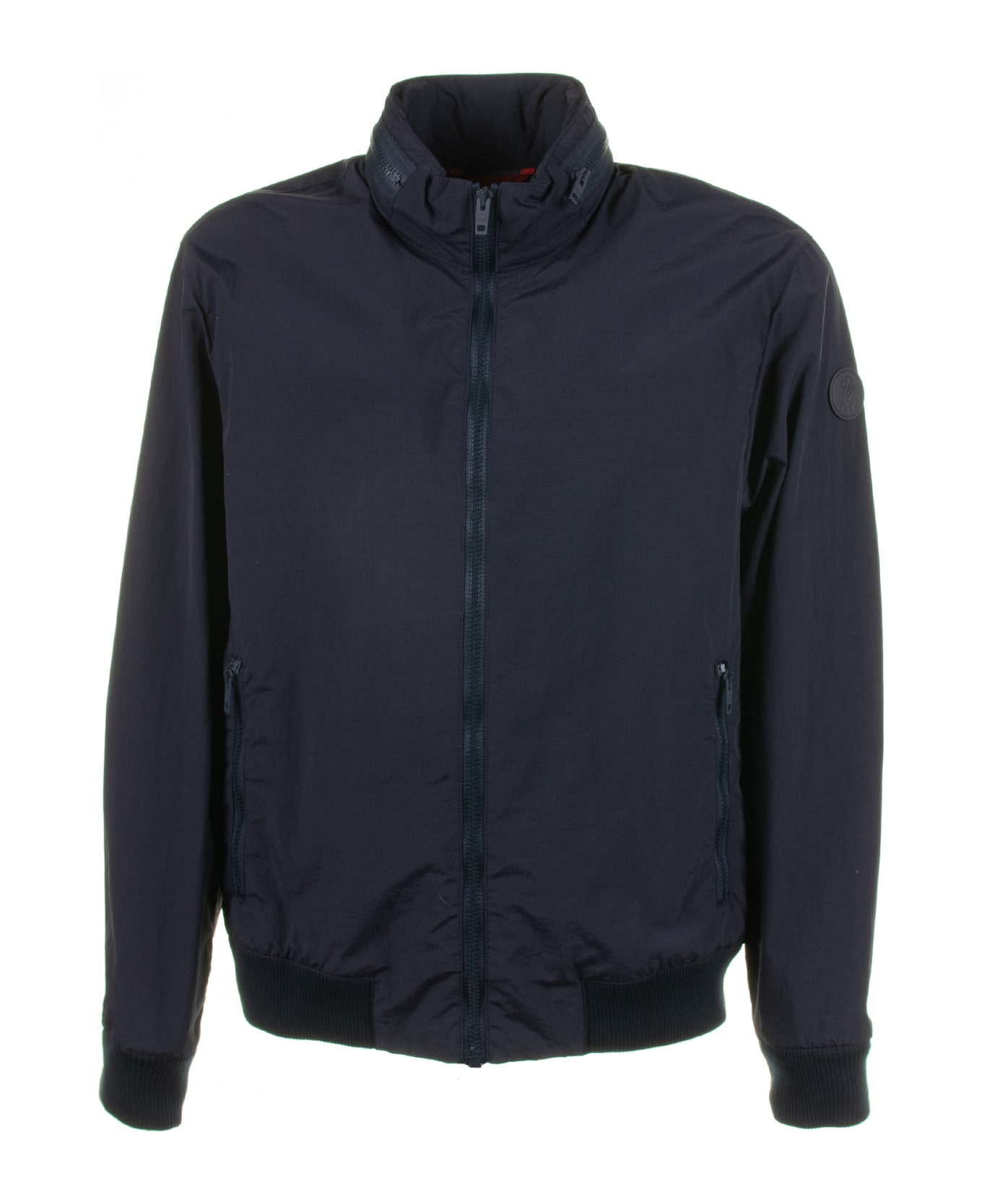Fay Navy Blue Jacket With Zip And Collar - Blu