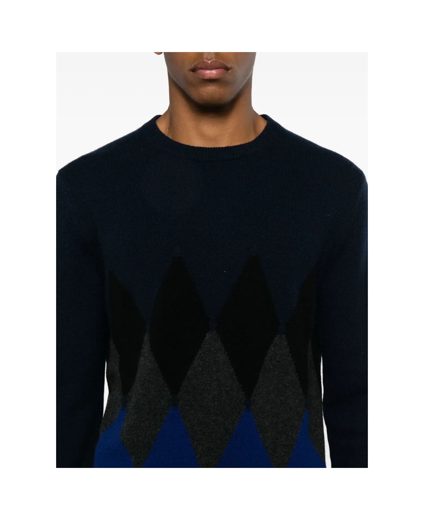 Ballantyne R Neck Pullover - Blu Navy Electric