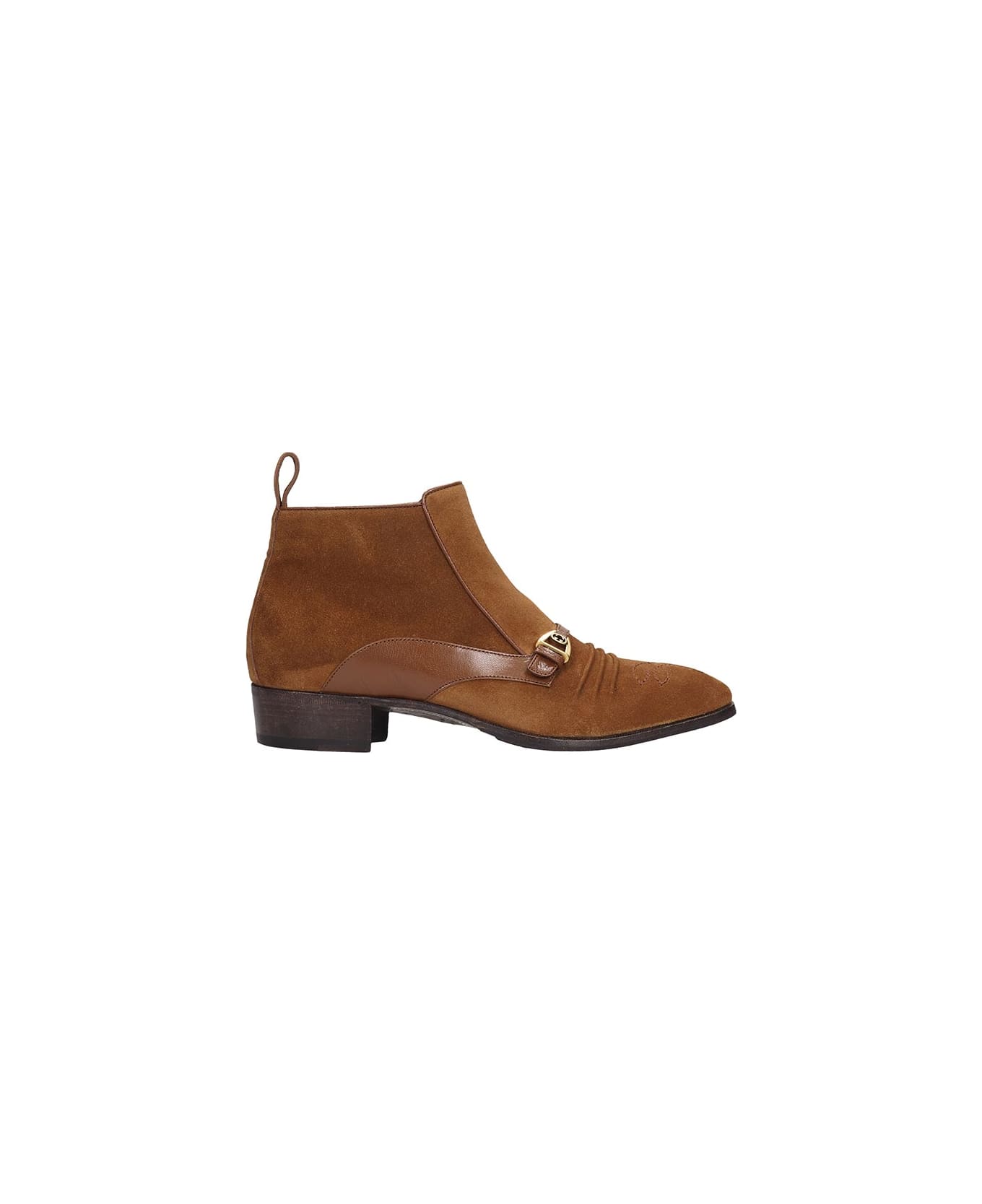 Gucci High Heels Ankle Boots In Leather Color Suede - leather color