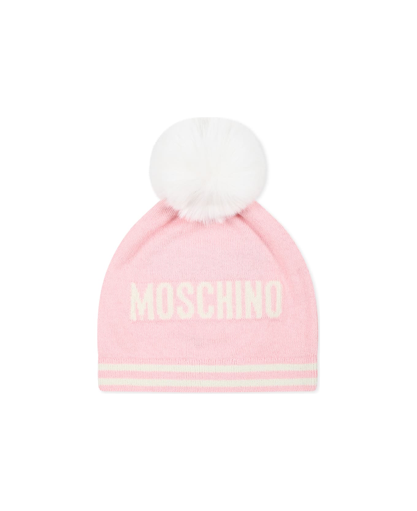 Moschino Blue Hat For Babykids With Teddy Bear - Pink