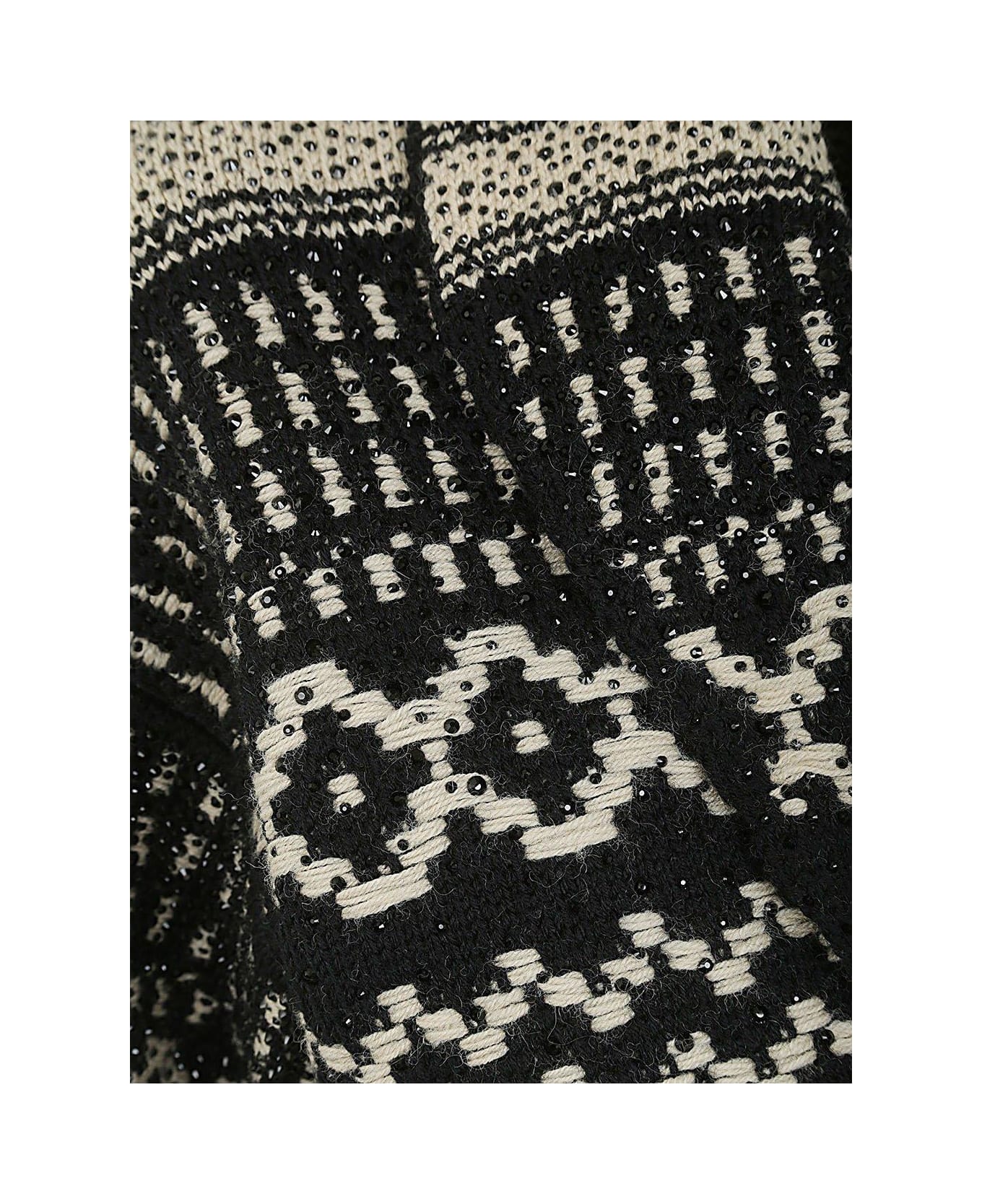 Golden Goose Pattern Intarsia-knit Belted Cardigan - Black