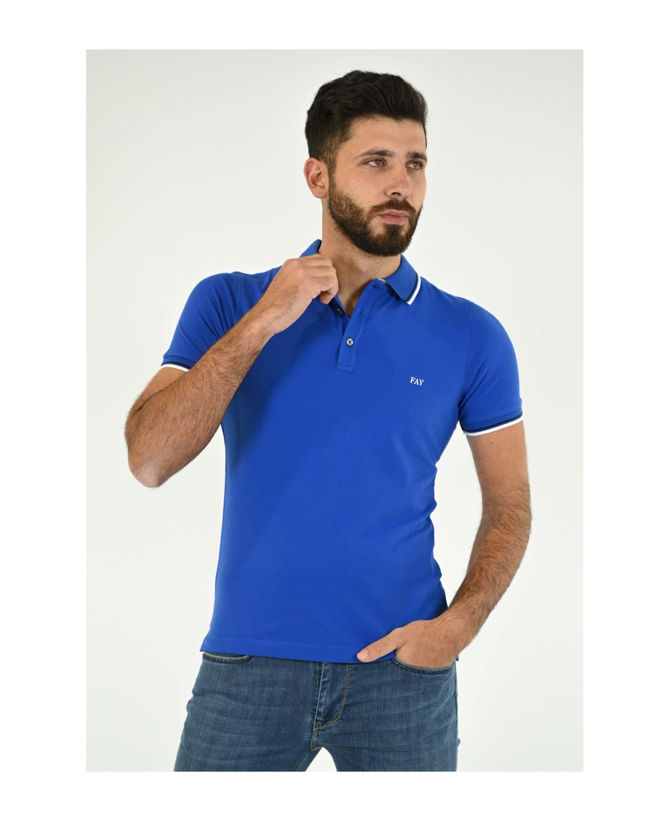 Fay Polo Shirt In Blue Cotton - BLUE ポロシャツ