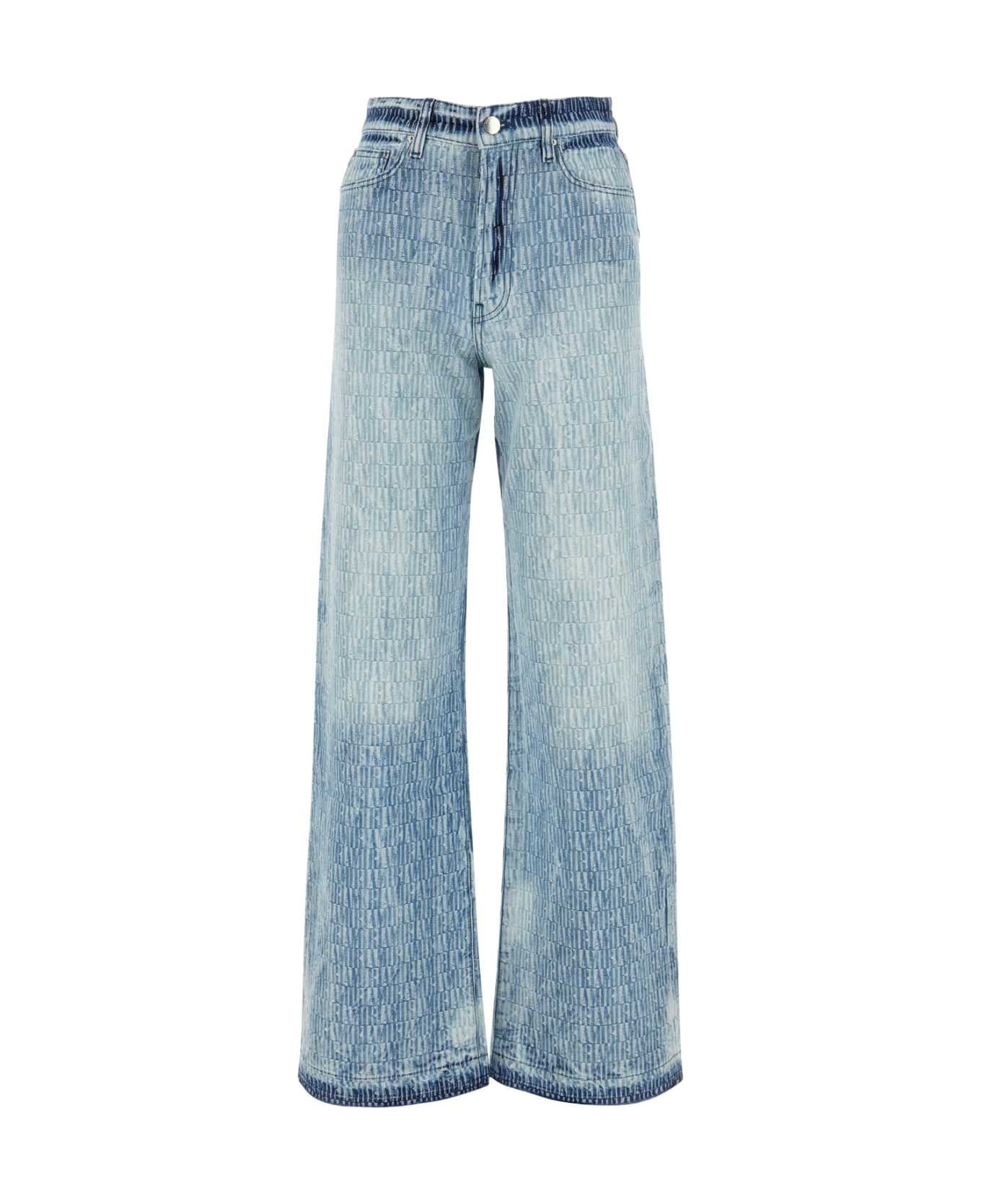 AMIRI Embroidered Denim Wide-leg Jeans - LIGHTINDIGOCOTTON デニム