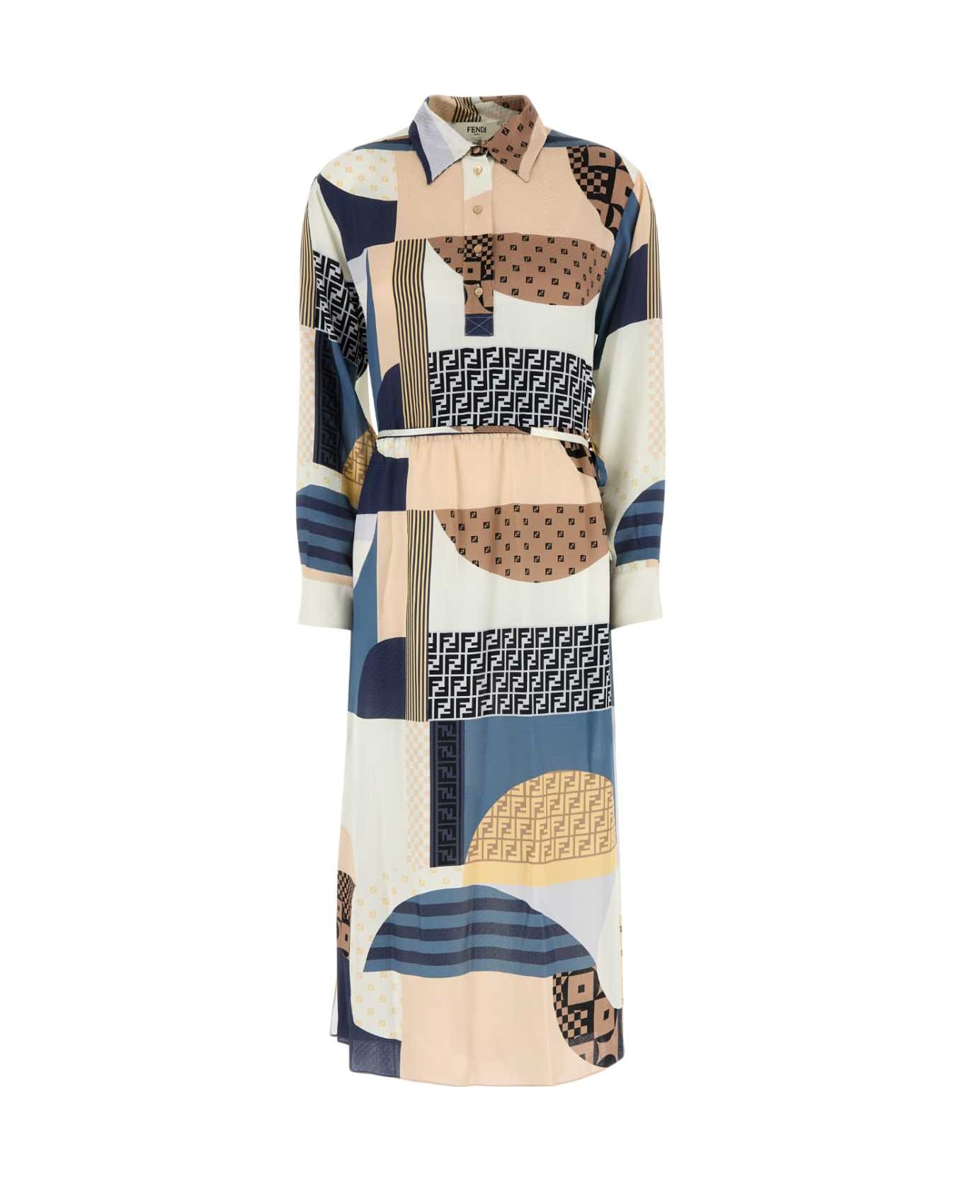 Fendi Printed Silk Dress - OCEAN-25