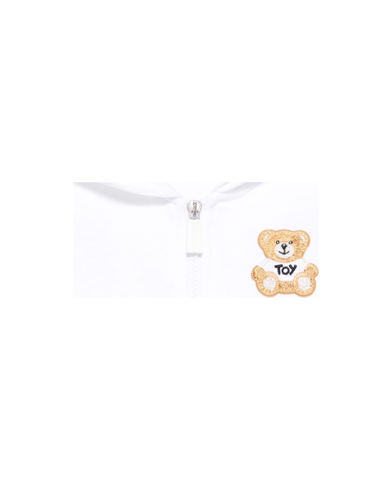 Moschino White Sweatshirt With Fixed Hood And Logo Detail On The Front In Cotton Baby - White