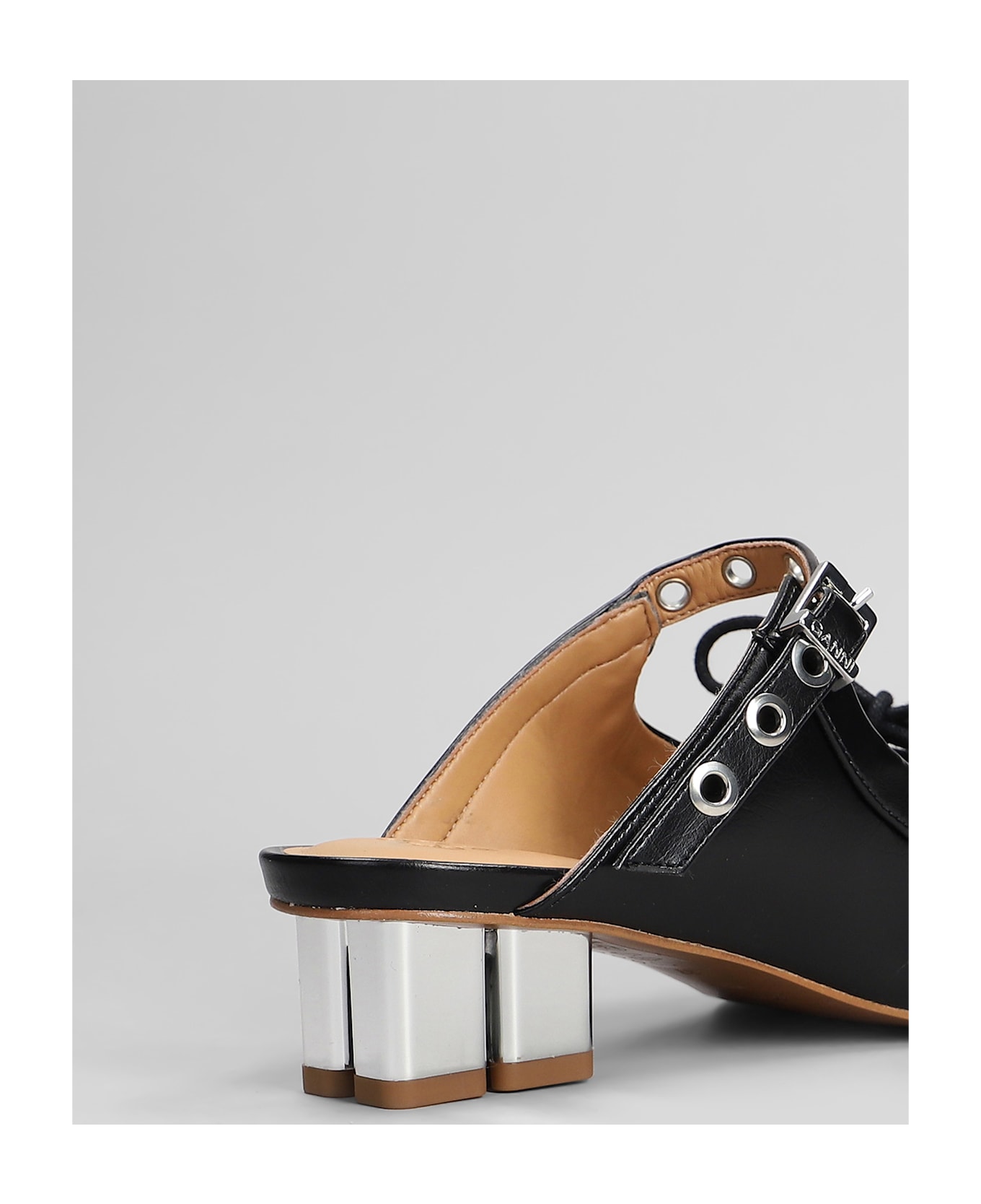 Ganni Slipper-mule In Black Polyuretan - black