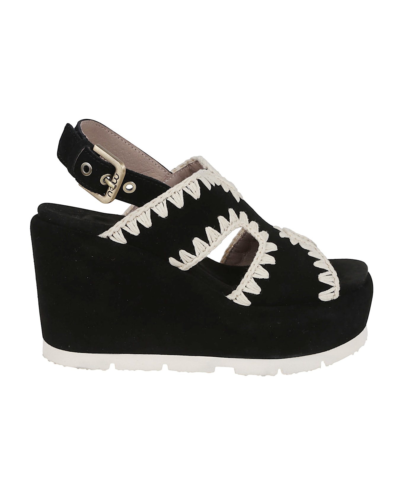 Mou Eva Wedge Back Strap - Bkwh Black White