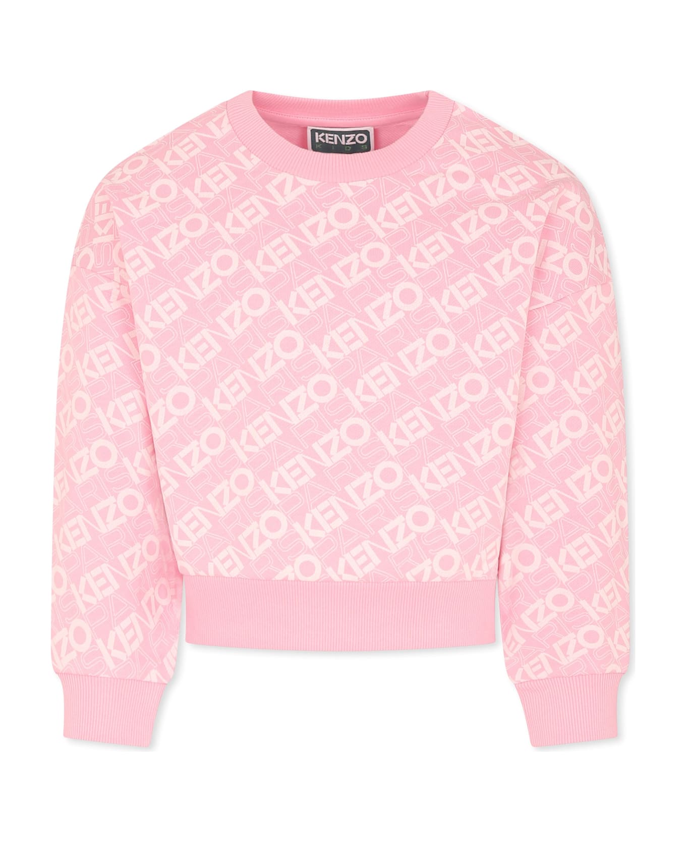 Kenzo Kids Pink Sweatshirt For Girl With Logo - Pink