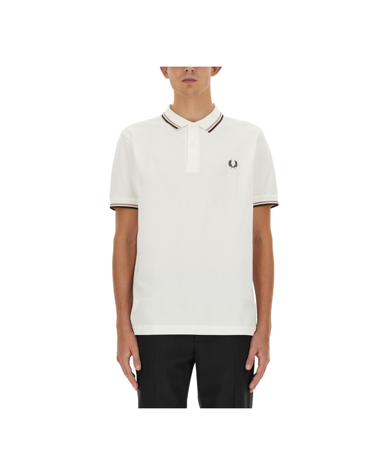 Fred Perry Polo With Logo - Swht/dpnk/btobac