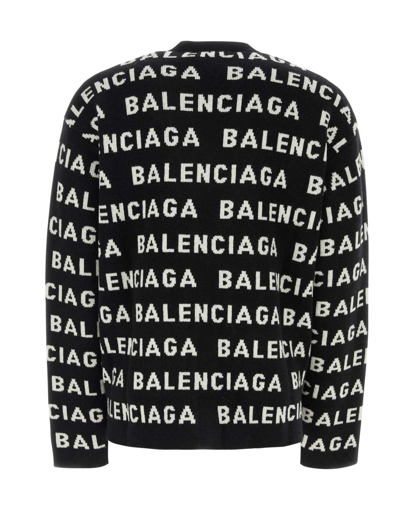 Balenciaga Black Wool Blend Cardigan - BLACKWHITE