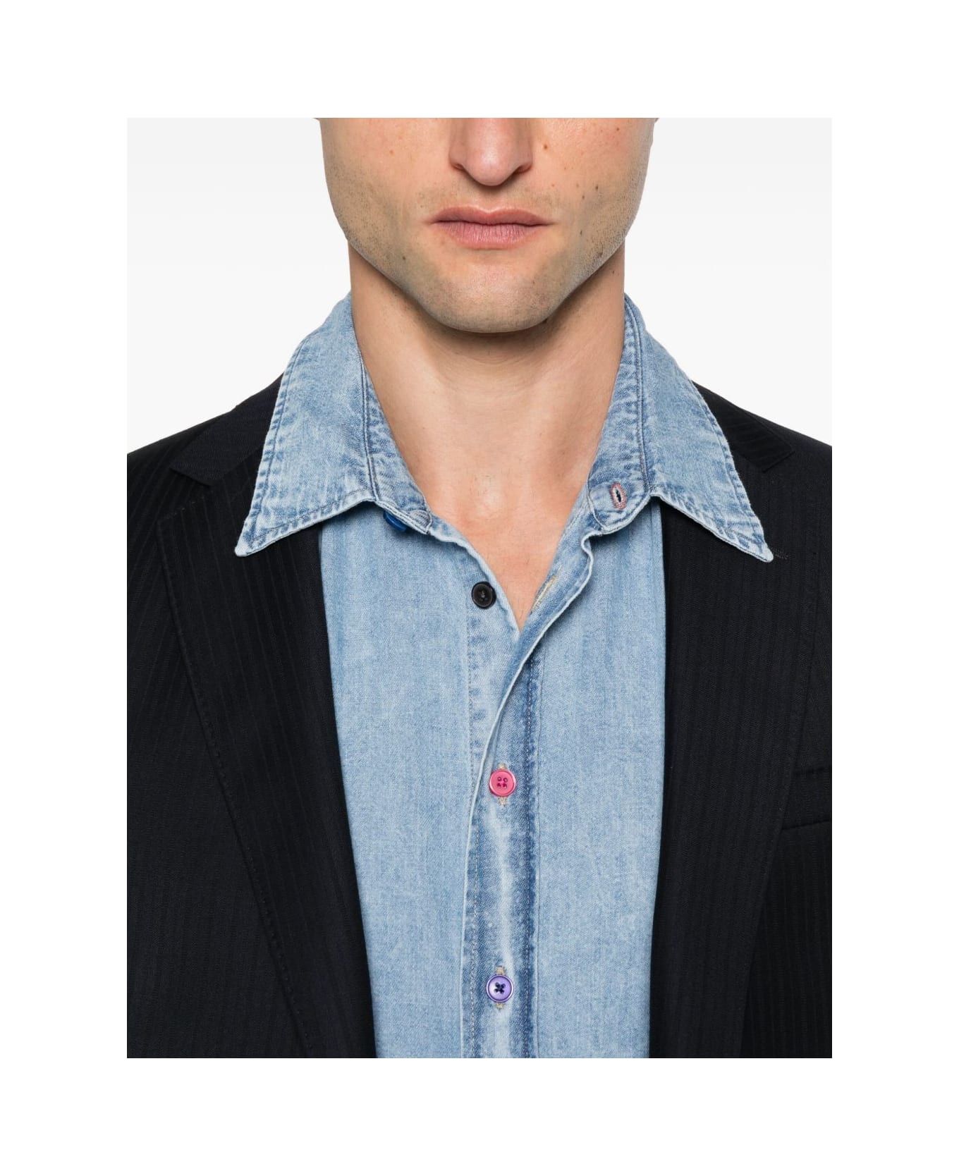 PS by Paul Smith Striped Cotton Shirt - Clear Blue