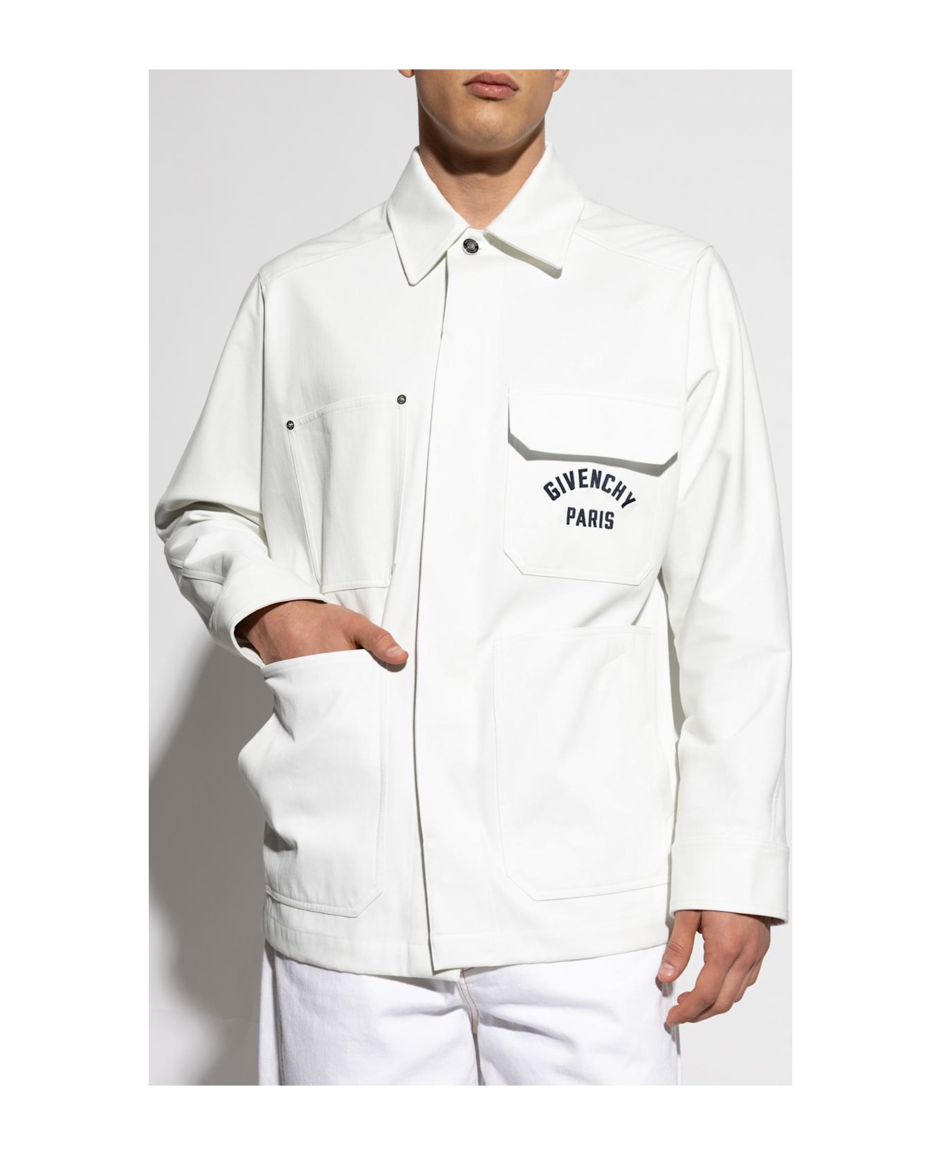 Givenchy Shirt Jacket With Logo - White