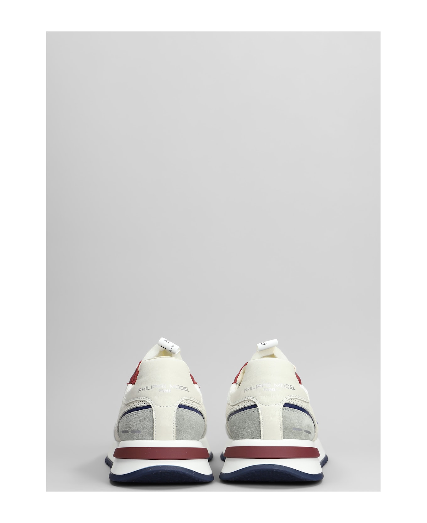 Philippe Model Olympique Low Sneakers In White Suede And Fabric - white