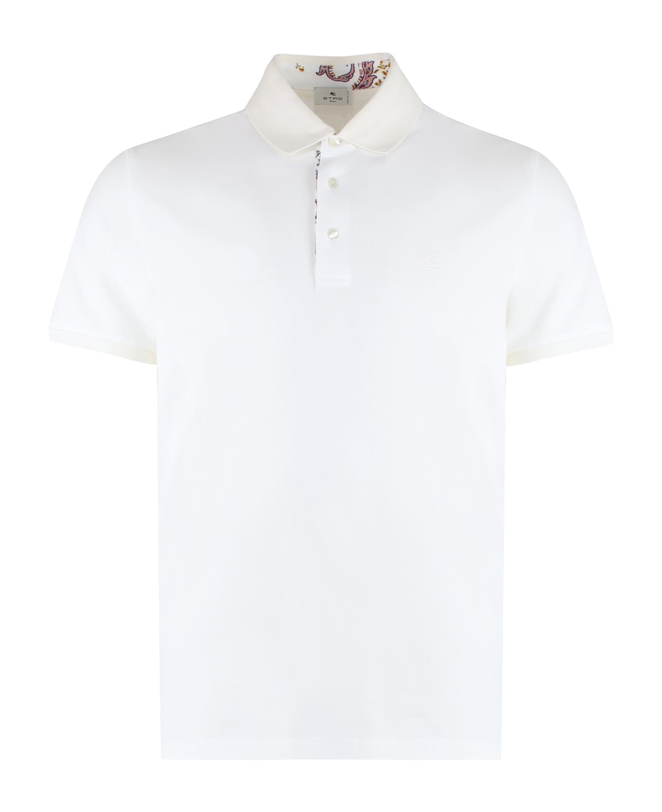 Etro Short Sleeve Cotton Polo Shirt - Ivory