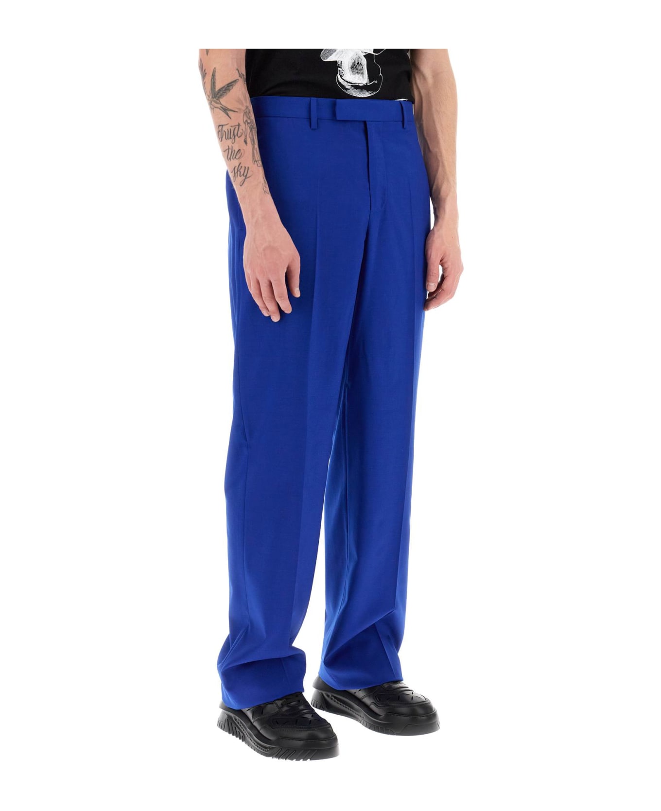 Versace Wool And Silk Pants - ELECTRIC BLUE (Blue) ボトムス