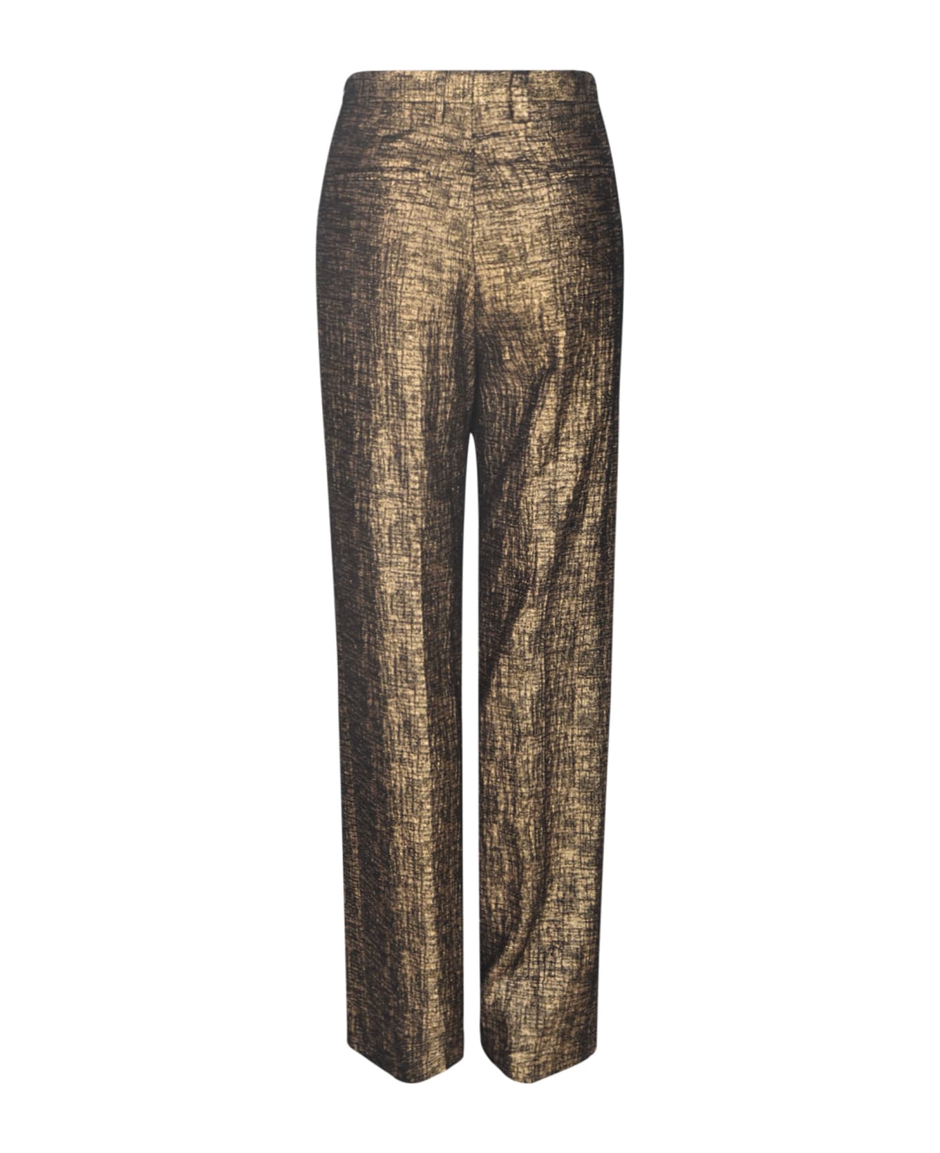 Dries Van Noten Straight Leg Metallic Trousers - Gold