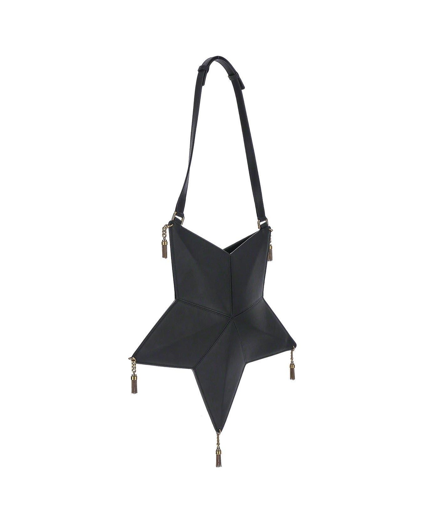 Saint Laurent Astro Shoulder Bag In Vegetable-tanned Leather - Black