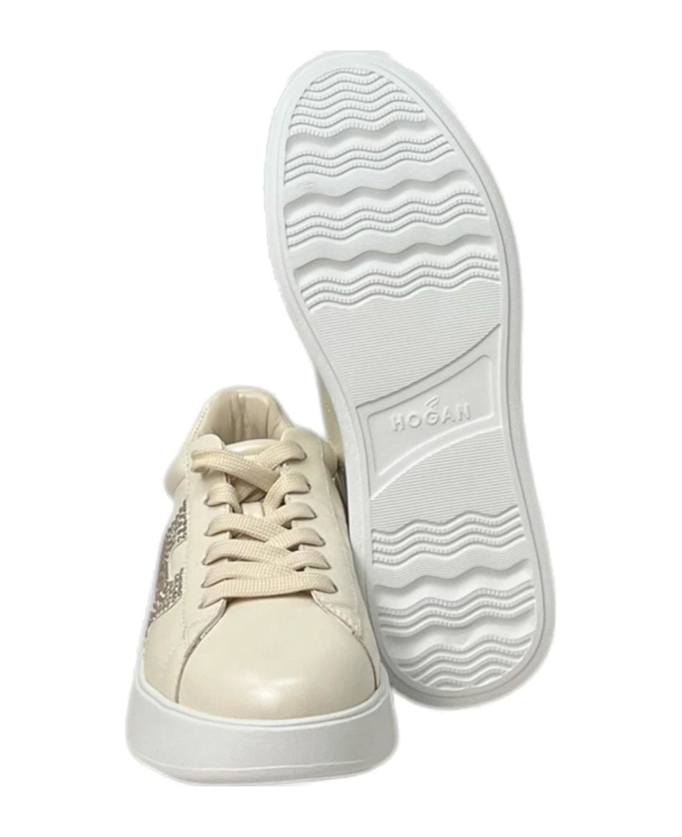 Hogan Rebel Embellished Sneakers - Beige