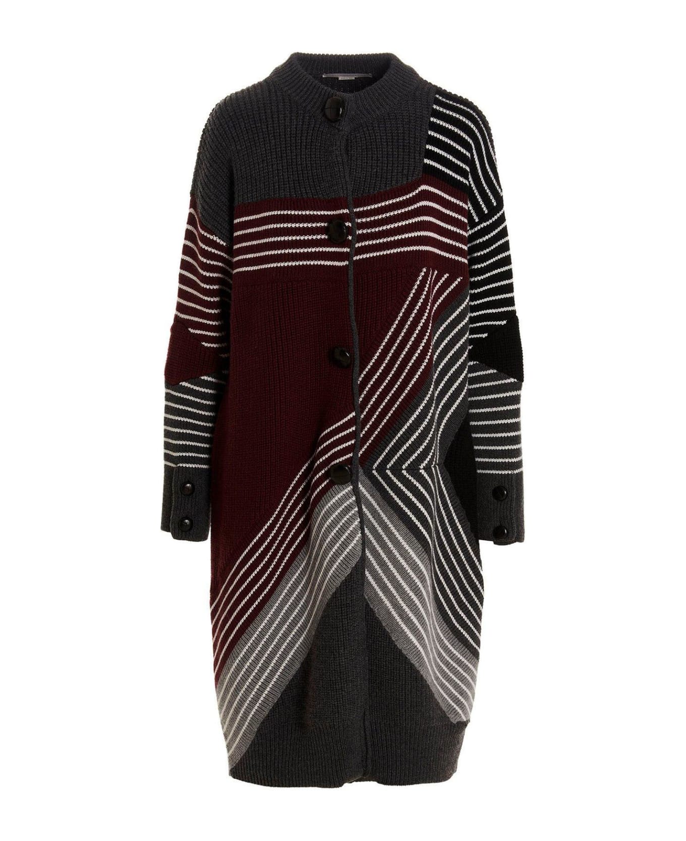 Stella McCartney Crewneck Buttoned Coat - MultiColour