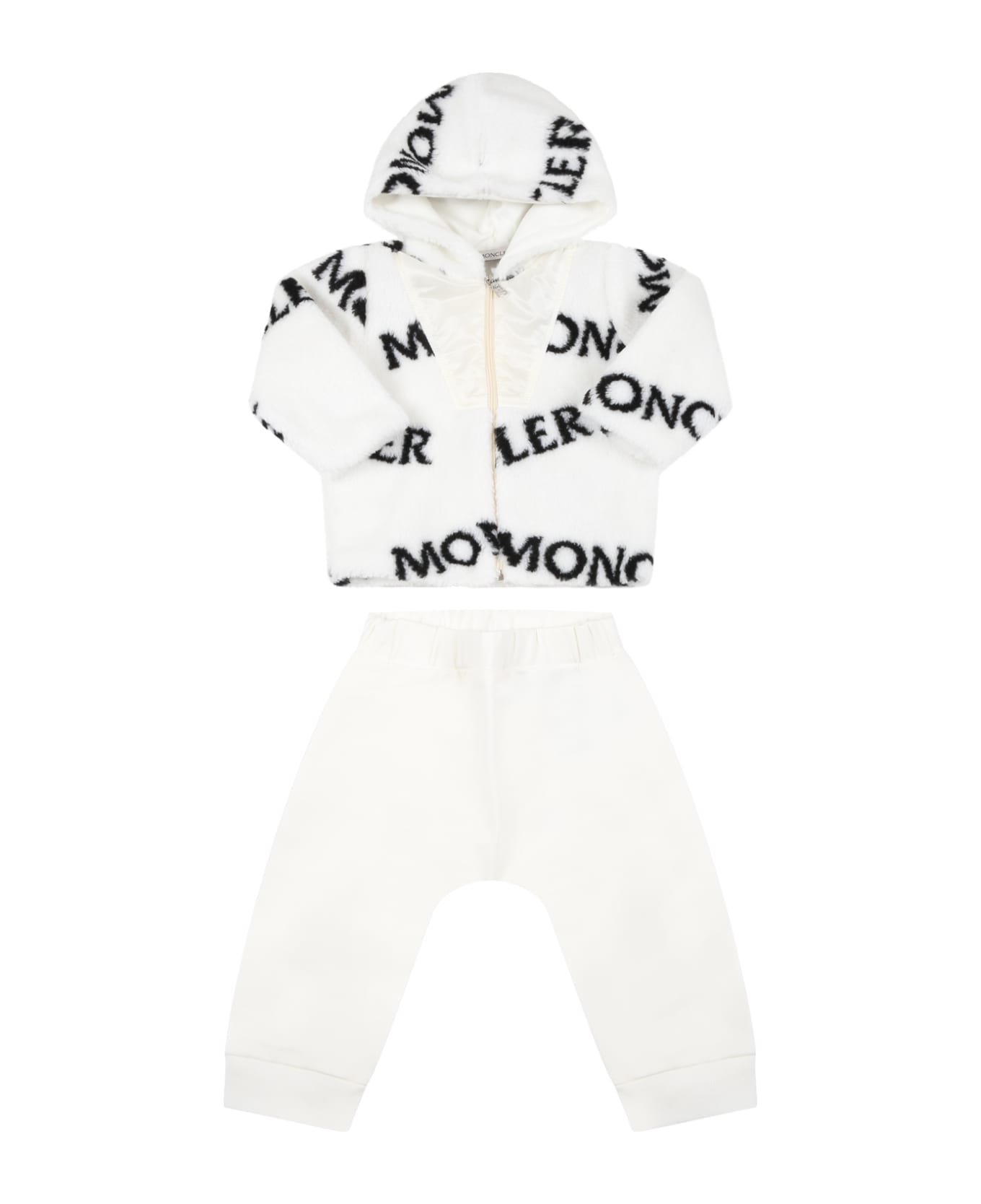 Moncler White Tracksuit For Baby Boy With Logos - Multicolor