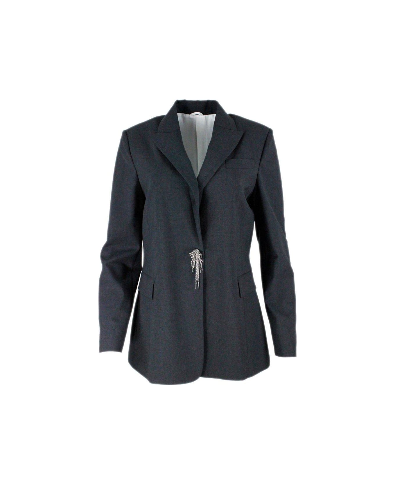 Brunello Cucinelli Pin Embellished Tailored Blazer - Grey Dark