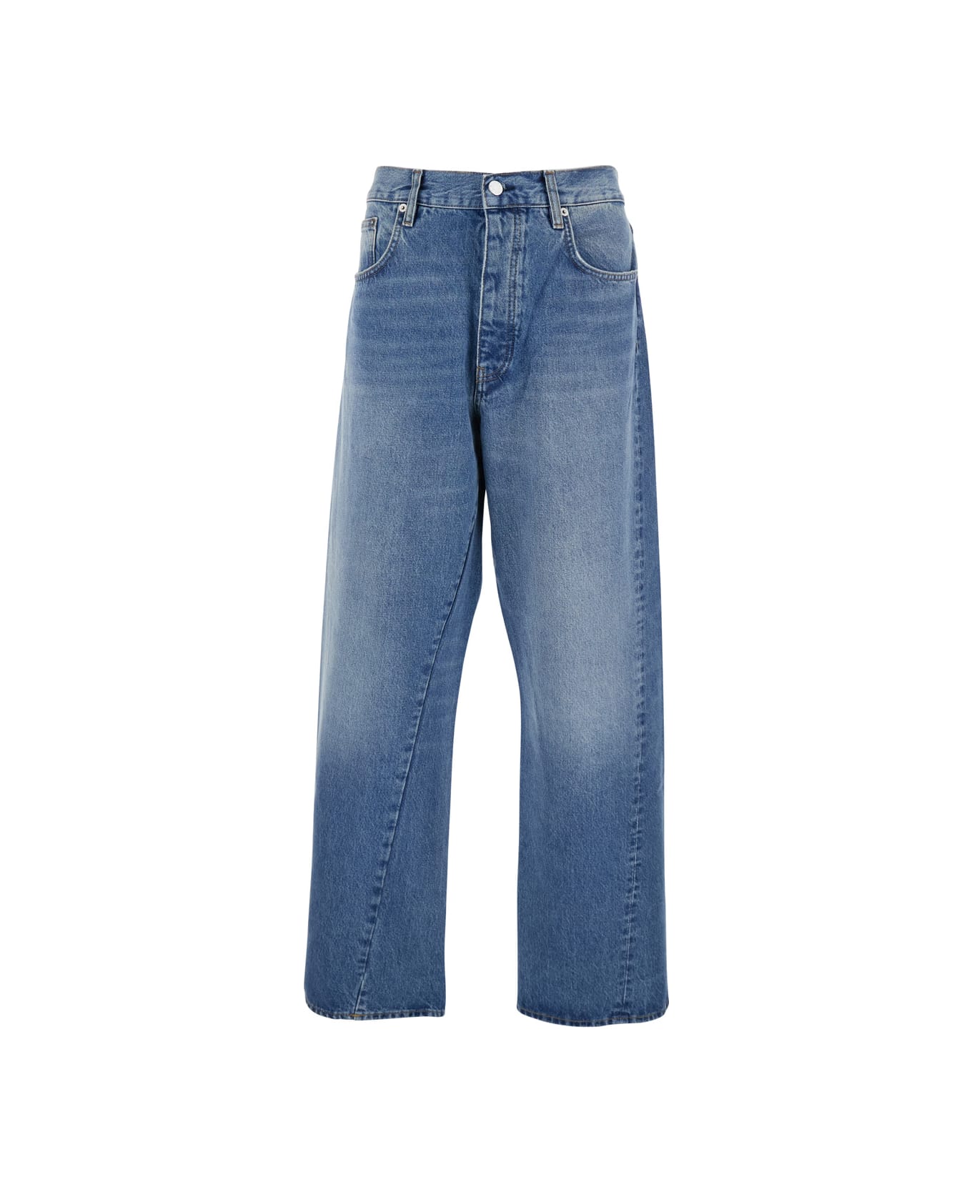 Sunflower Blue Five Pocket Jeans With Logo Patch On The Back In Denim Man - Blu