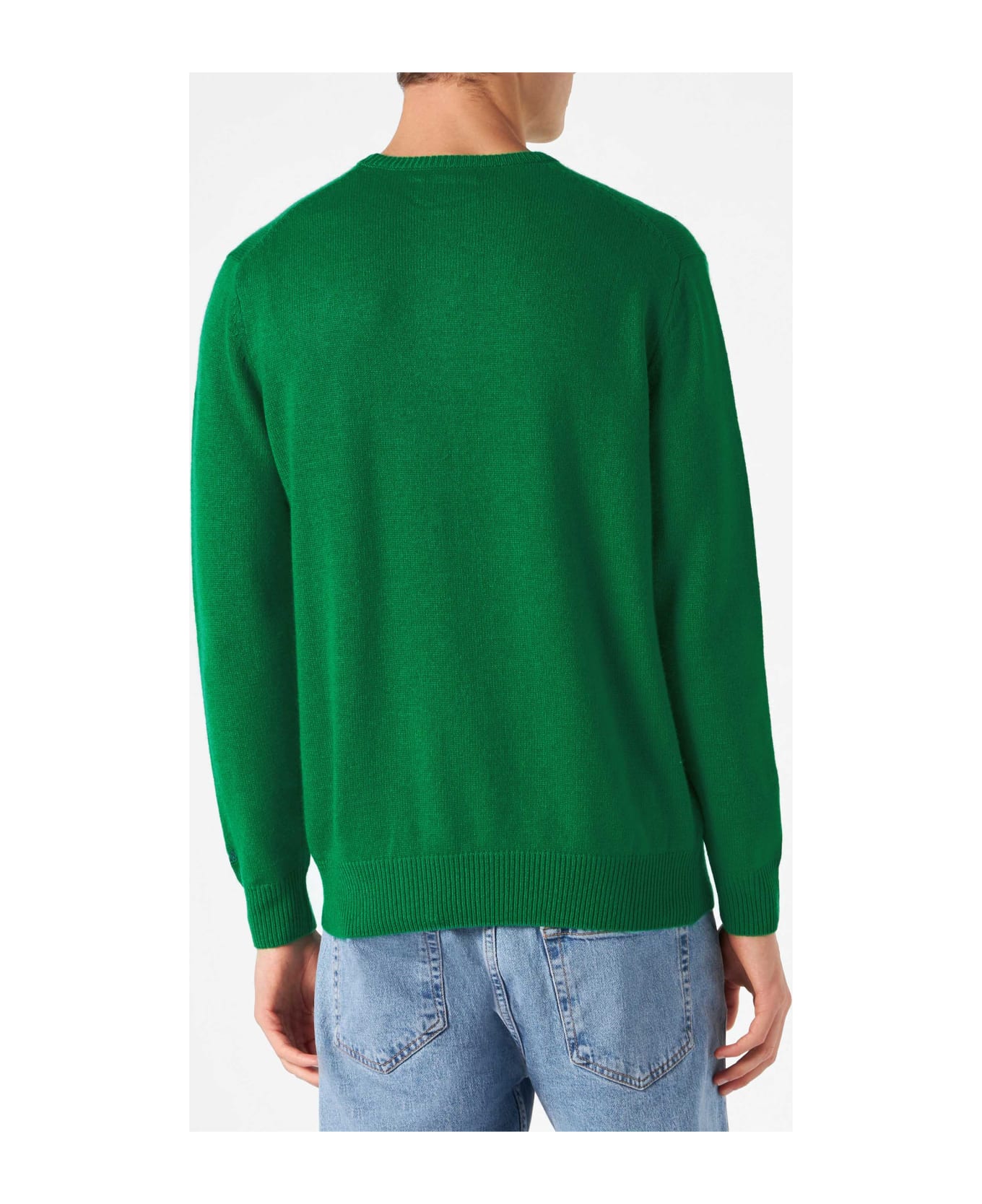 MC2 Saint Barth Man Green Sweater With Tequila Solves Everything Embroidery - GREEN