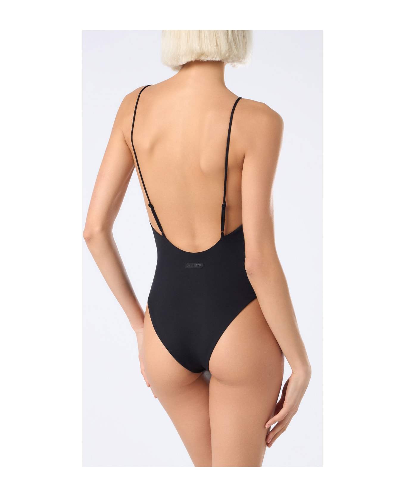 MC2 Saint Barth Woman Rhinestones One-piece Swimsuit Cecille - BLACK