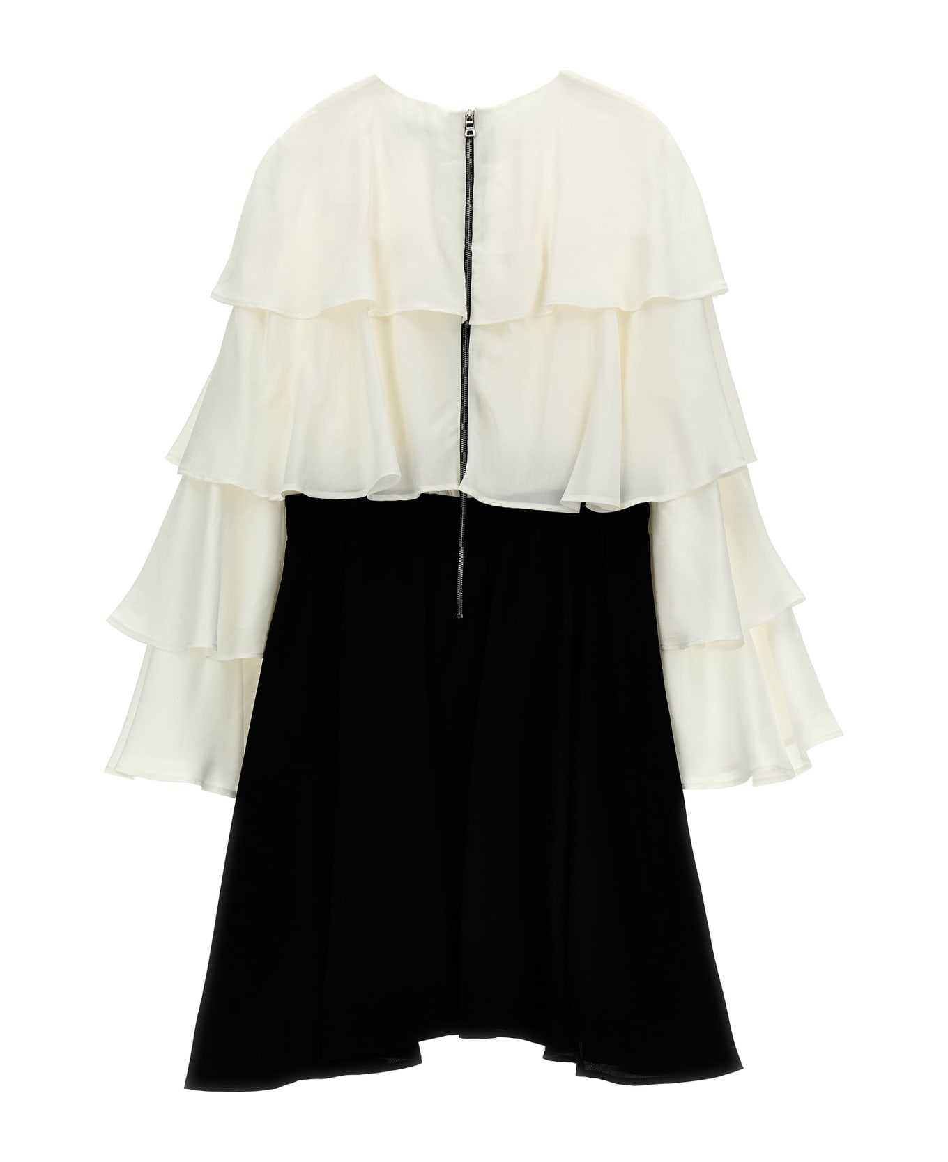 Balmain Tiered Sleeves Dress - White/Black ワンピース＆ドレス