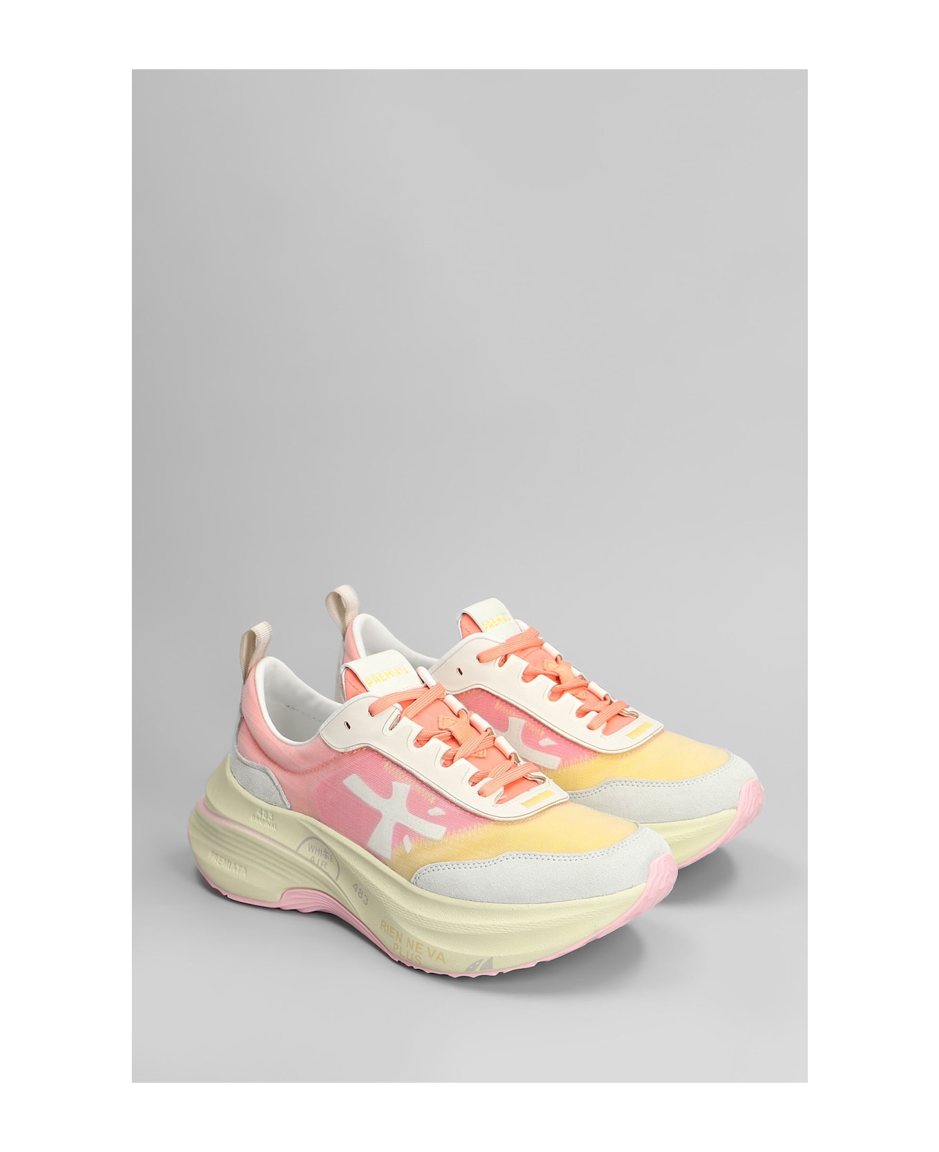 Premiata Hill Sneakers In Rose-pink Fabric - rose-pink