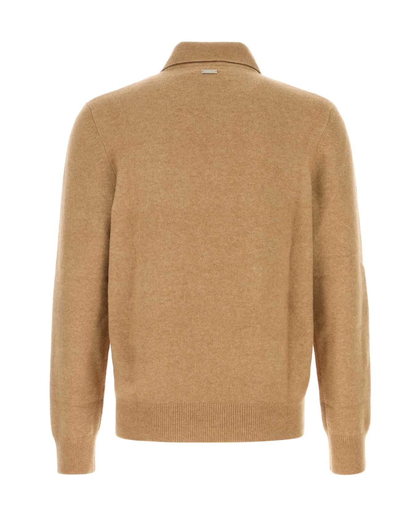Ferragamo Stretch Camel Blend Polo Shirt - CAMEL