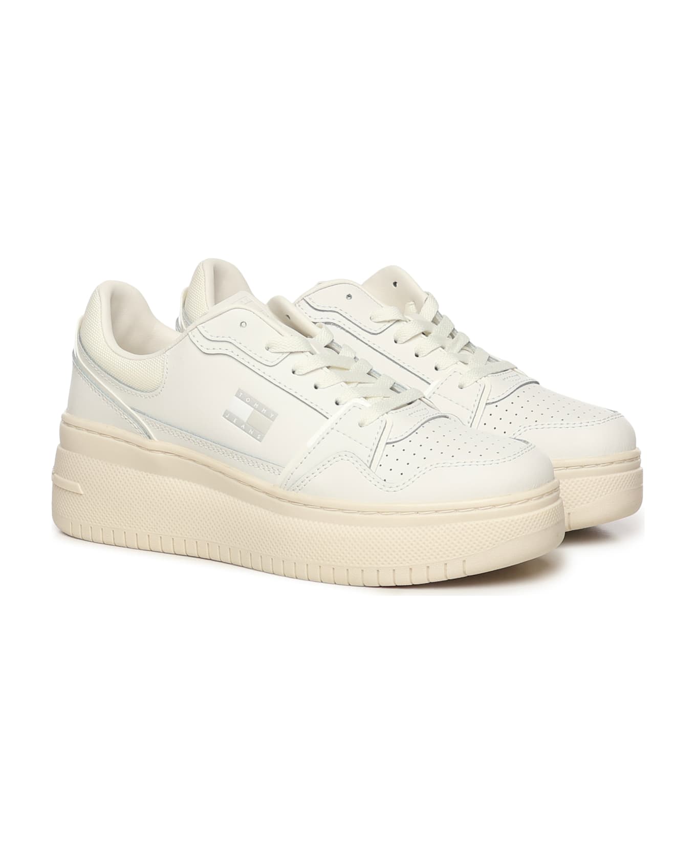 Tommy Hilfiger Leather Sneakers - Ecru/Ivory