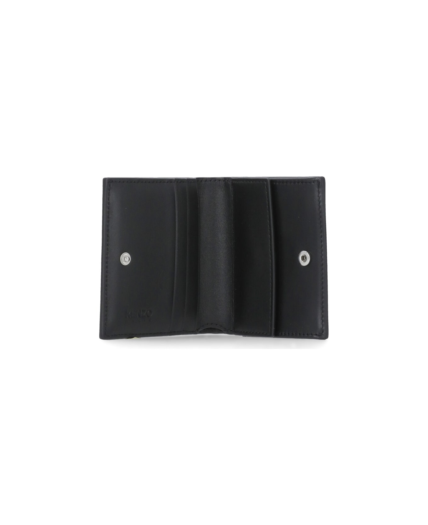 Kenzo Mini Folding Wallet With Varsity Logo - Black