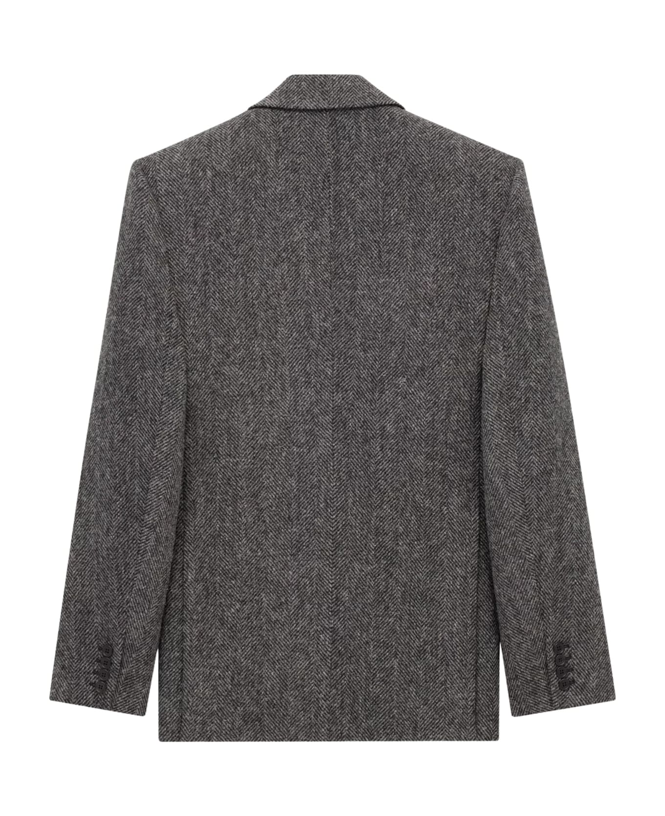 Saint Laurent Herringbone Wool Jacket - BLACK GREY