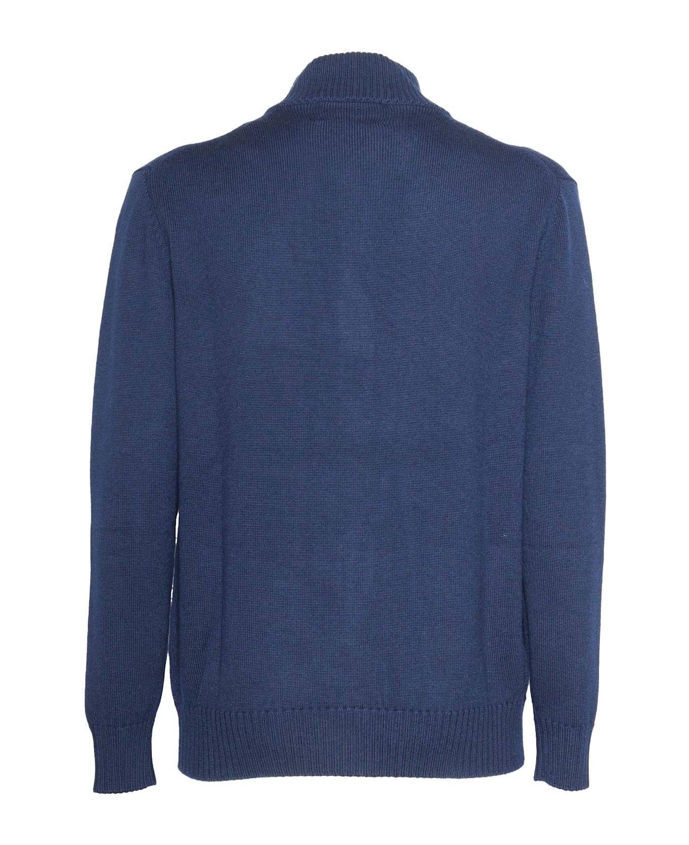 Ballantyne T Neck Zipped Cardigan - BLUE