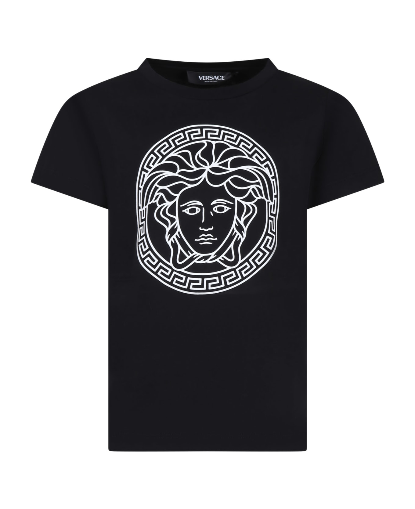 Versace Black T-shirt For Kids With Medusa - Black