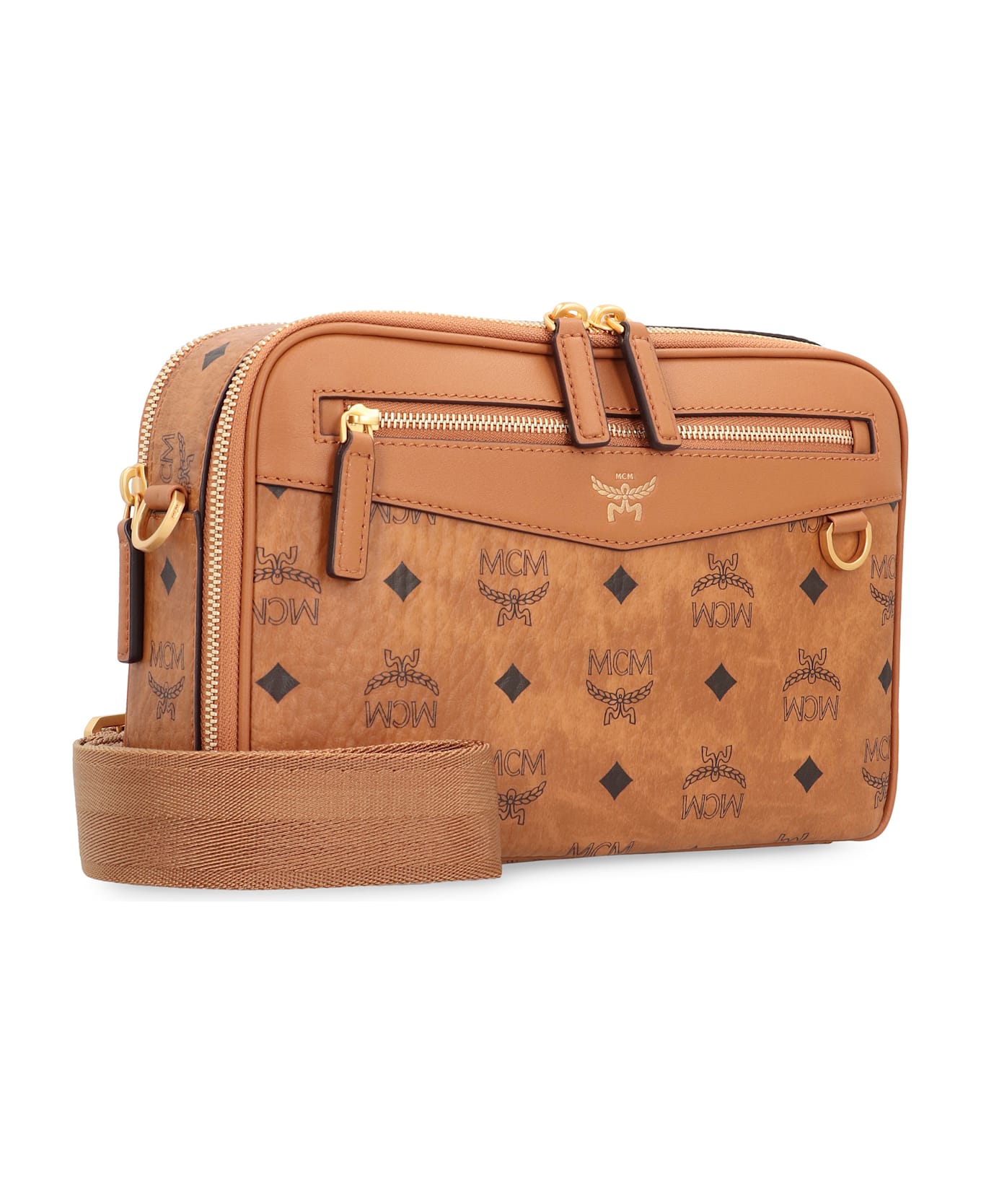 MCM Diamond Canvas Camera Bag - brown